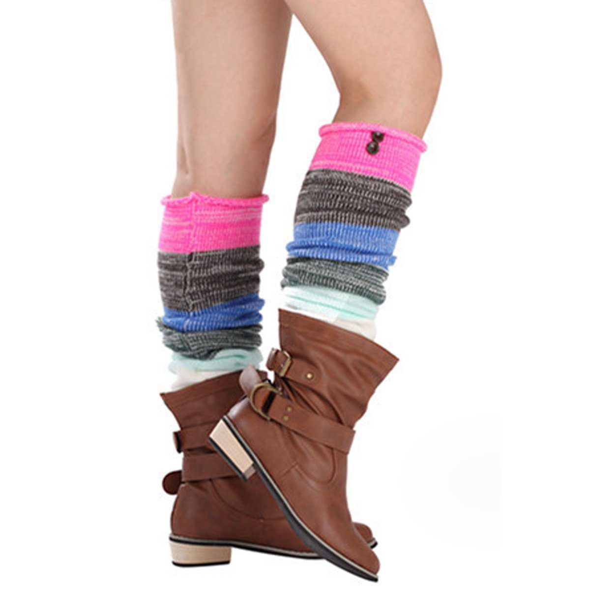 Jormftte Beinstulpen Stulpen Damen Lange Winter Beinwärmer Gestrickt Verdicken Beinstulpen