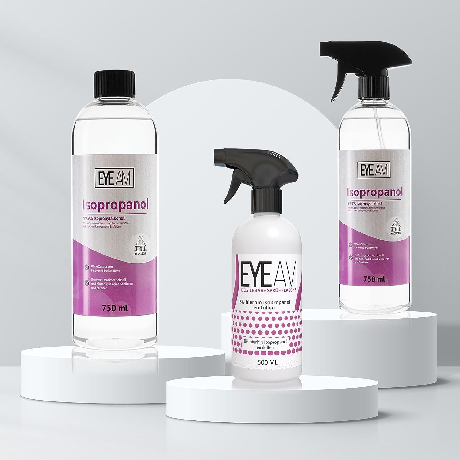 EyeAm Isopropanol IPA 99,9% mit Sprühkopf, Reinigungsalkohol