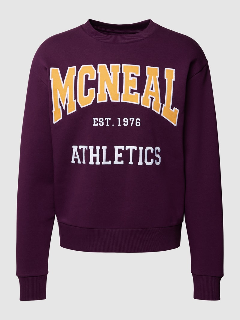 Sweatshirt mit Label-Print in aubergine
