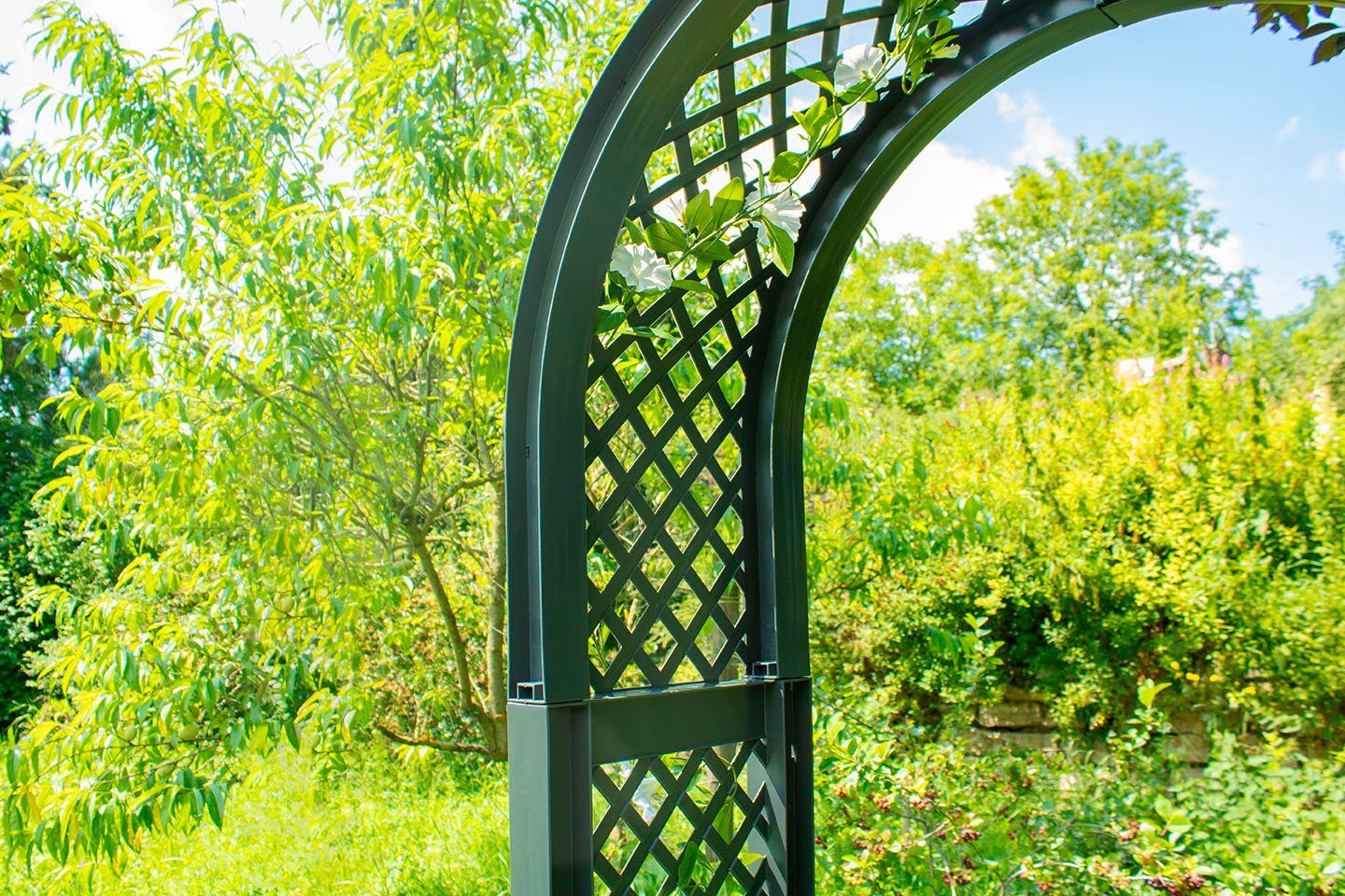 KHW Gartenbank Brüssel, mit Rosenbogen und zwei Pflanzkästen, anthrazit