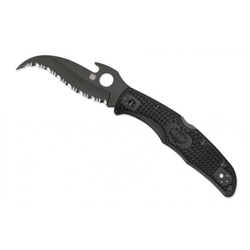 Spyderco Matriarch 2 Leichtes taktisches Messer, militärische Klappmesser, total schwarz.