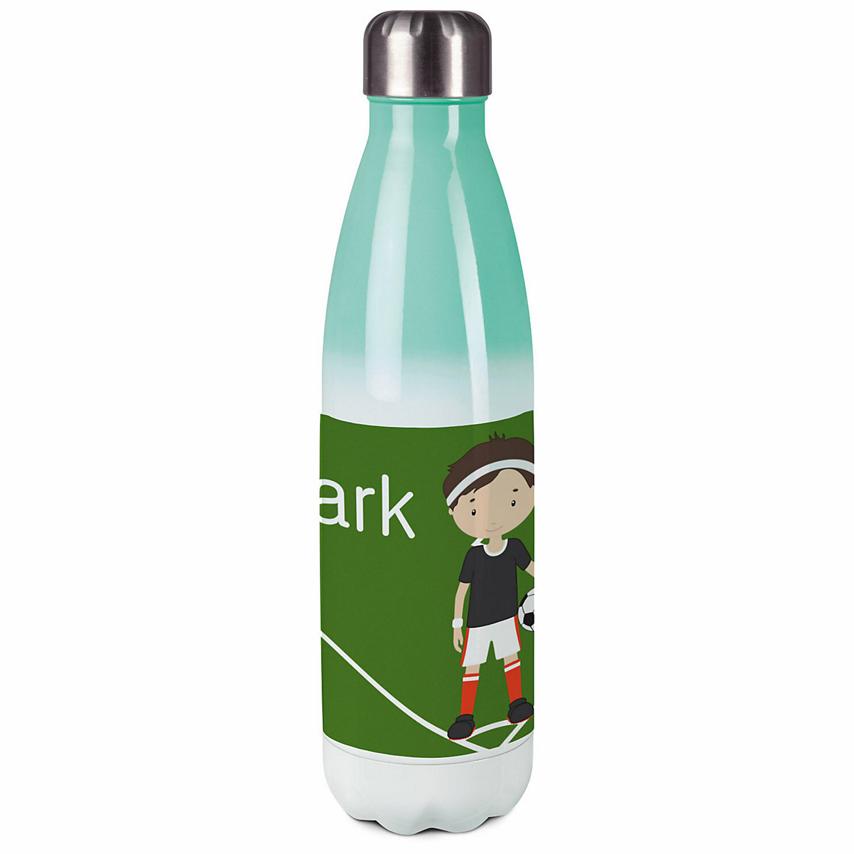 Edelstahl Kinder Thermoflasche / Trinkflasche bunt Fußballspieler Spülmaschinenfest, Auslaufsicher, Bruchfest, Doppelwandig, Für Heißgetränke geeignet, Mit Deckel, Isoliert