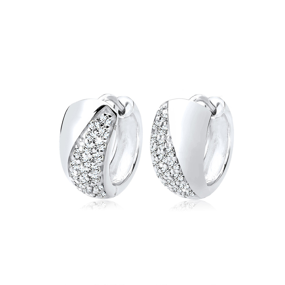 Elli Elli Boucles d'Oreilles Cristaux élégants créoles en argent Boucles d'oreilles