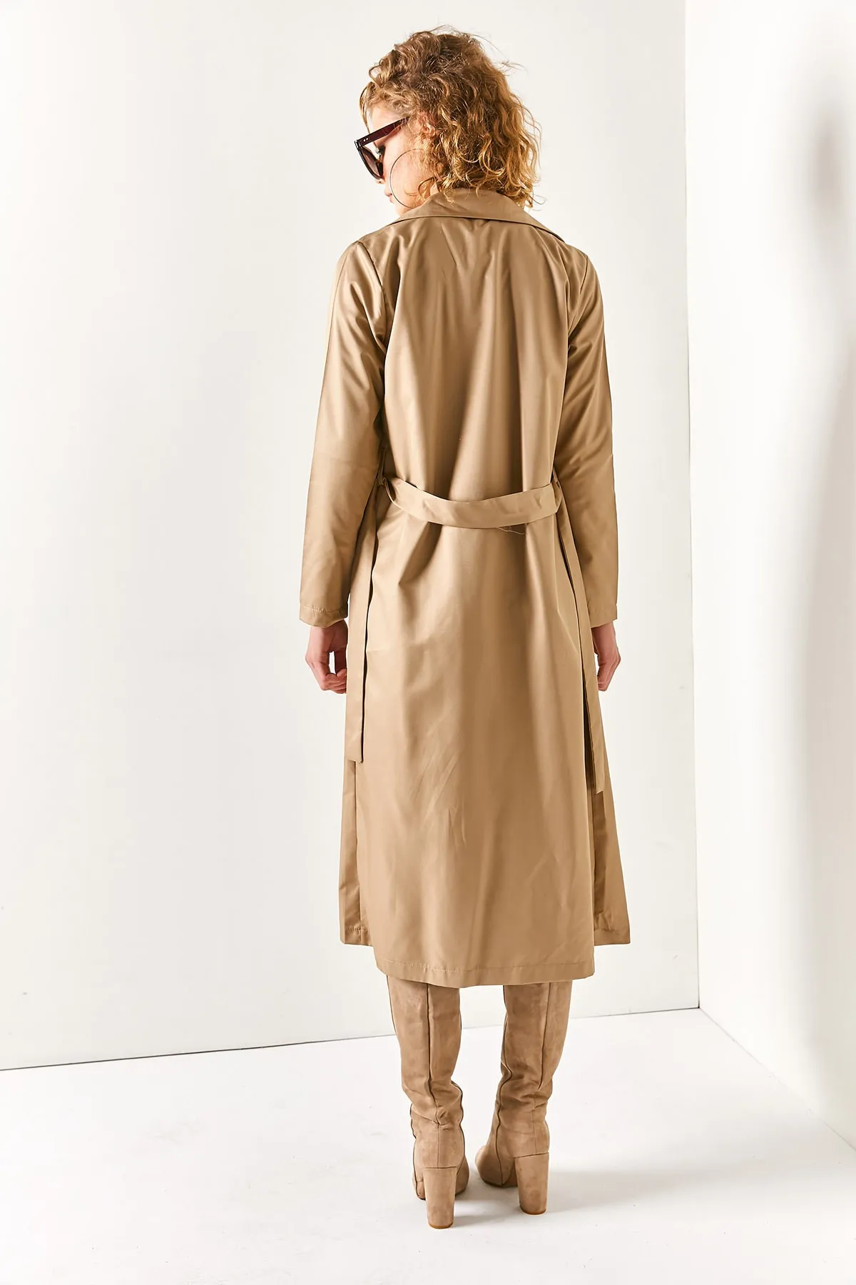 Olalook  Damen Trenchcoat mit Nerztasche, ungefüttert TRC-00000002