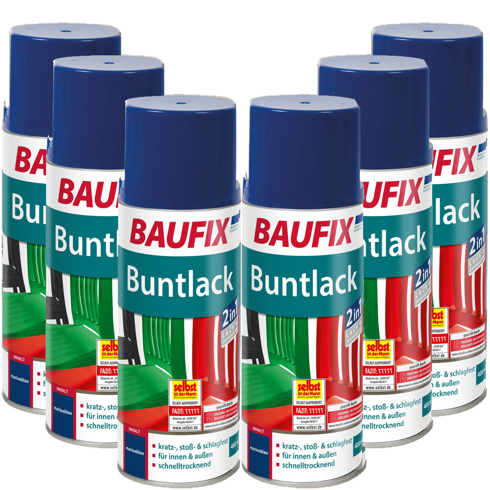 Baufix Buntlack Spray marineblau 6er-Set
