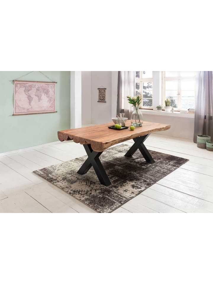 KADIMA DESIGN Esszimmertisch 200 x 100 x 77 cm Landhaus-Stil Voll-Holz, günstig kaufen onesize