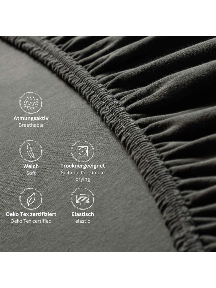 ESPRIT Spannbettlaken PREMIUM in Anthrazit günstig kaufen
