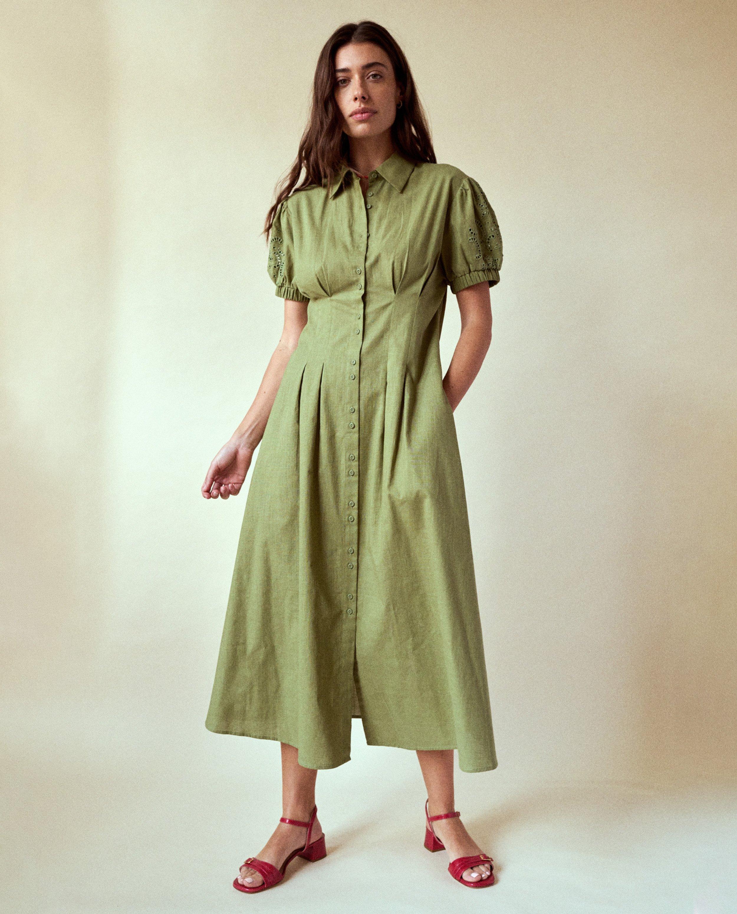 Thelma & Louise Jurk träffade broderie anglaise khaki