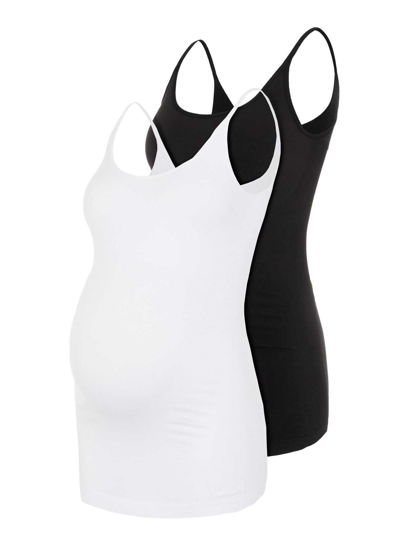 Mamalicious Umstandstop Umstands Basic Top 2-er Stück Set MLHEAL (2-tlg) 5218 in weiß/schwarz