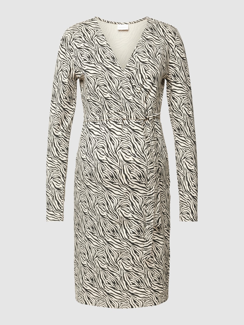 Knielanges Umstands-Kleid mit Animal-Print Modell 'EMMA' in schwarz