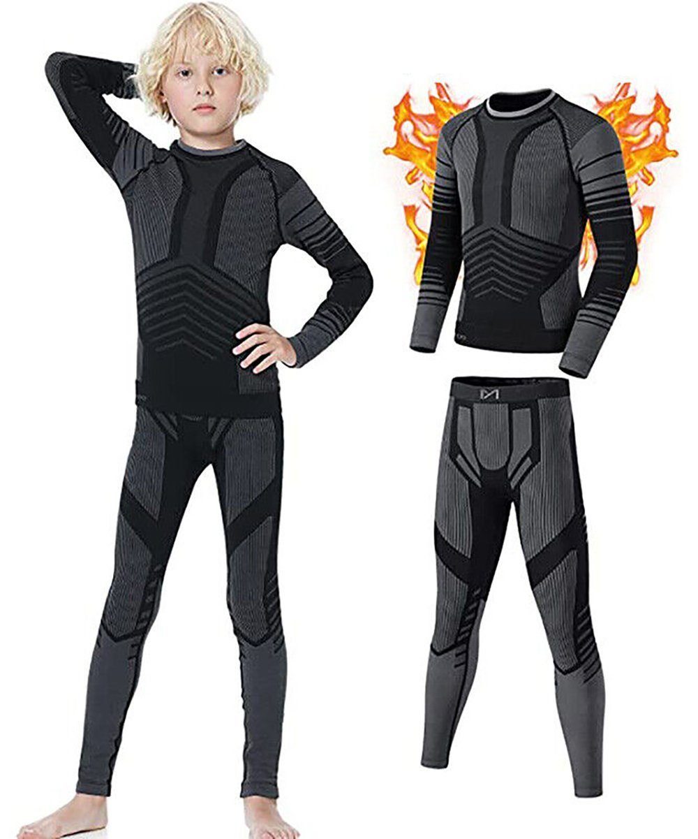MEETYOO Thermounterhemd Kinder lange Unterhose Thermounterwäsche Set (Sport Ski Unterhemd Funktionswäsche, Fleece Funktionswäsche) Jungen Mädchen Skiunterwäsche