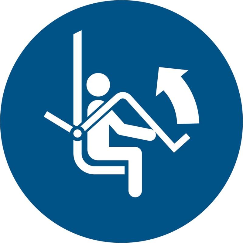Djois Warnschild Sichterheitsbügel des Sessellifts öffnen Klebstoff, einschraubbar PP (Polypropylen) 10 (B) x 0,14 (H) cm 3 Stück