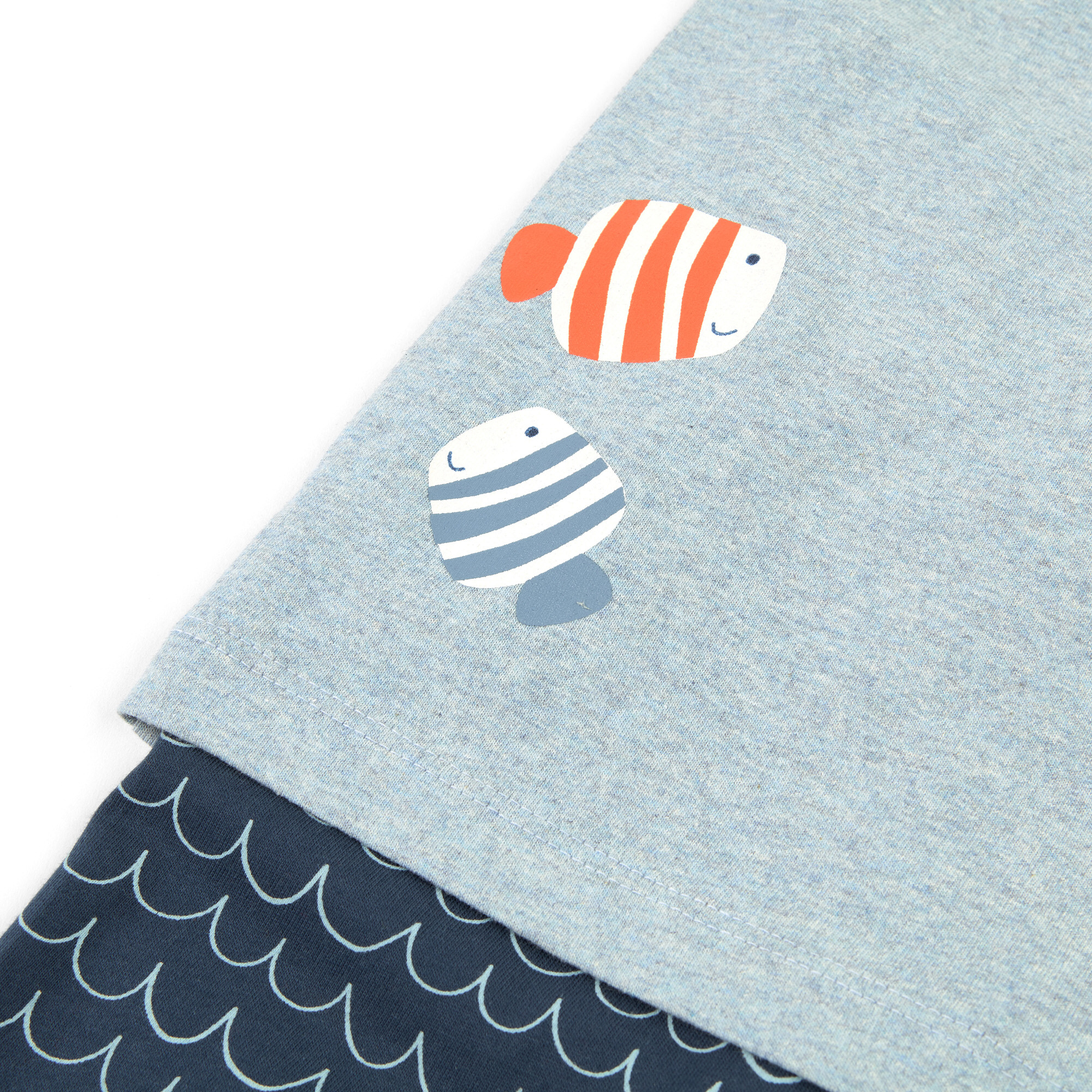 Kinder Schlafanzug Fisch und Meer, blau