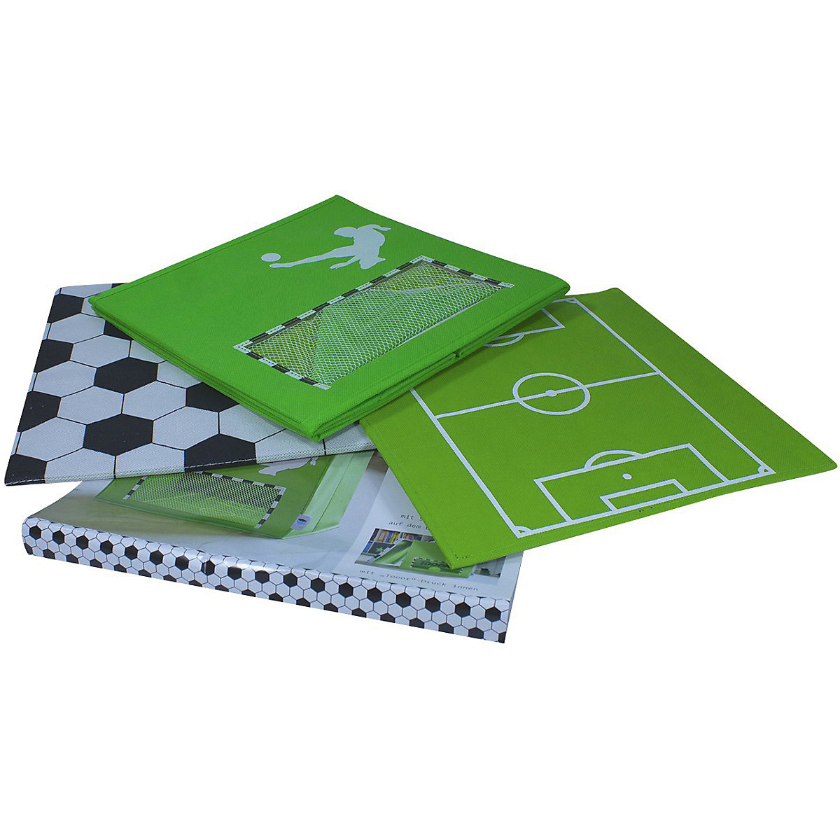 Aufbewahrungsbox Fußball, mit Sichtfenster Tornetz, 30 x 30 x 30 cm