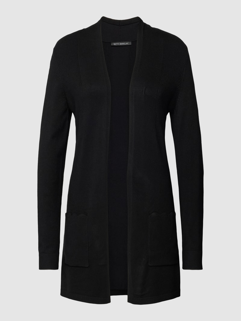 Strickjacke aus Viskose-Mix mit Eingrifftaschen in schwarz