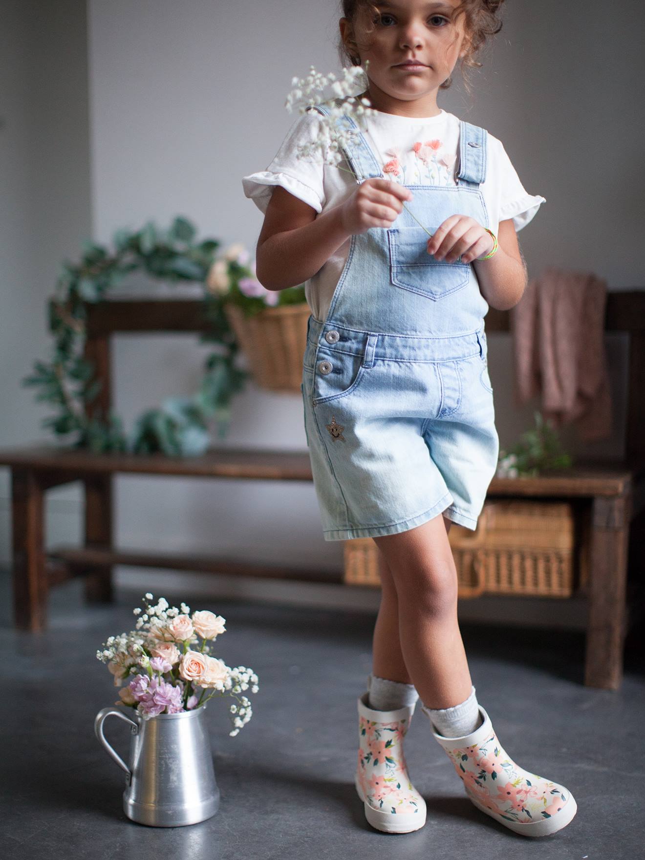 Bottes de pluie fille en caoutchouc rose pale