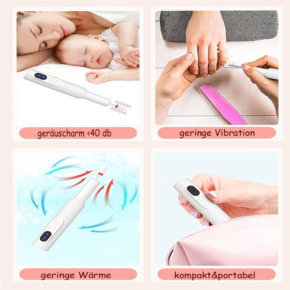 Mutoy Maniküre-Pediküre-Set Maniküre-Pediküre-Set,Elektrische Nagelfeile, 12 Aufsätze zur Nagelpflege,2 Arten der Aufladung,18000U/min, 3 Geschwindigkeitsstufen,mit LED Anzeige,für GelnägelAcrylnagel
