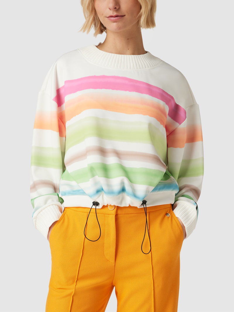 Sweatshirt mit Streifenmuster Modell 'Fara' in offwhite