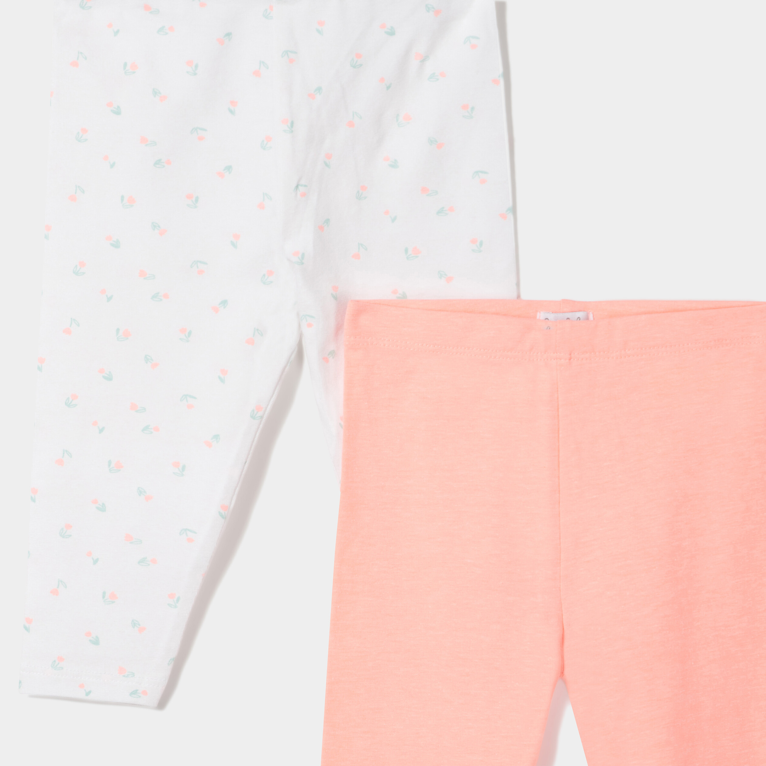 Lot 2 leggings en coton taille standard blanc bébé fille | La Halle