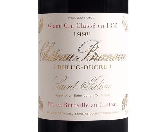 Château Branaire Ducru Rouge 1998, Quatrième Grand Cru Classé En 1855 Bordeaux Saint-Julien