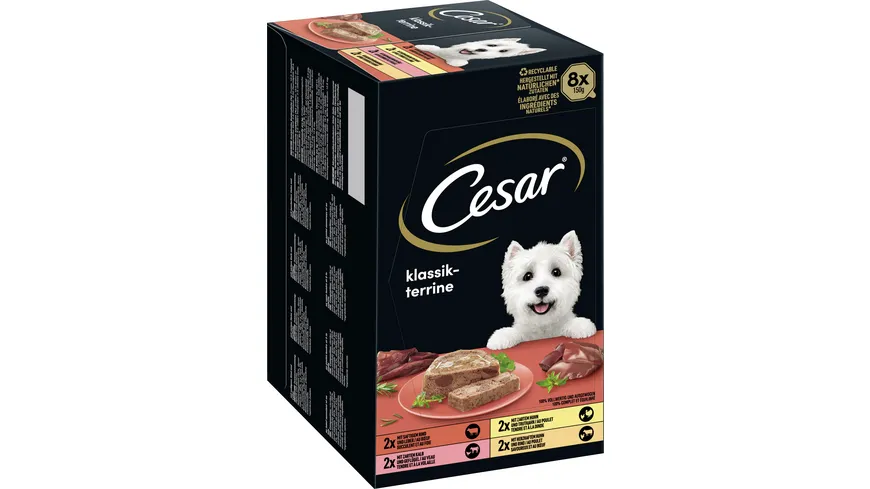 CESAR® Schale Multipack Klassik-Terrine 4 Varietäten 8 x 150g 1200 g