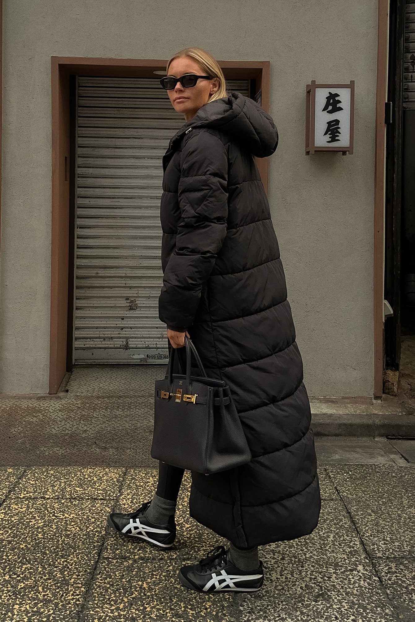 Lange, wattierte Jacke