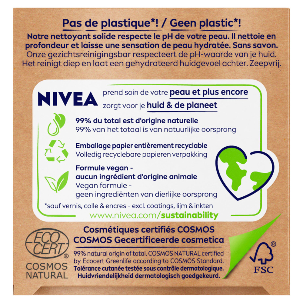 nivea NATURALLY CLEAN - Rafraîchissant Huile d'amande & Myrtille Nettoyant Visage Solide
