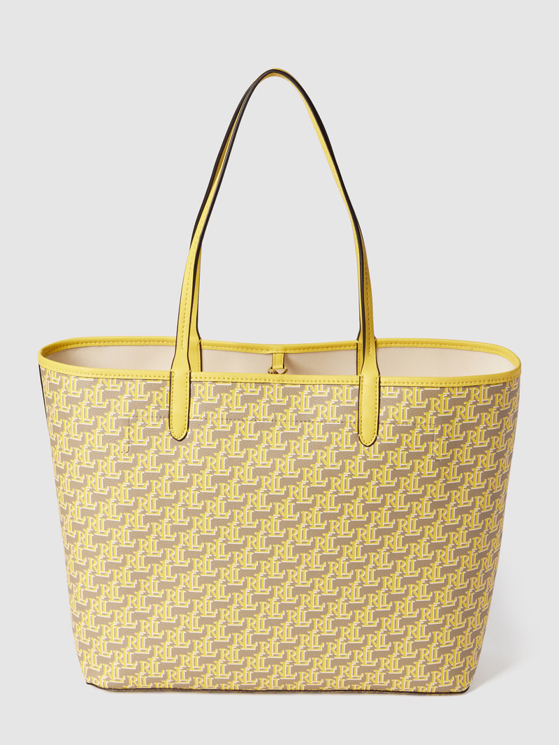 Tote Bag mit Allover-Label in gelb