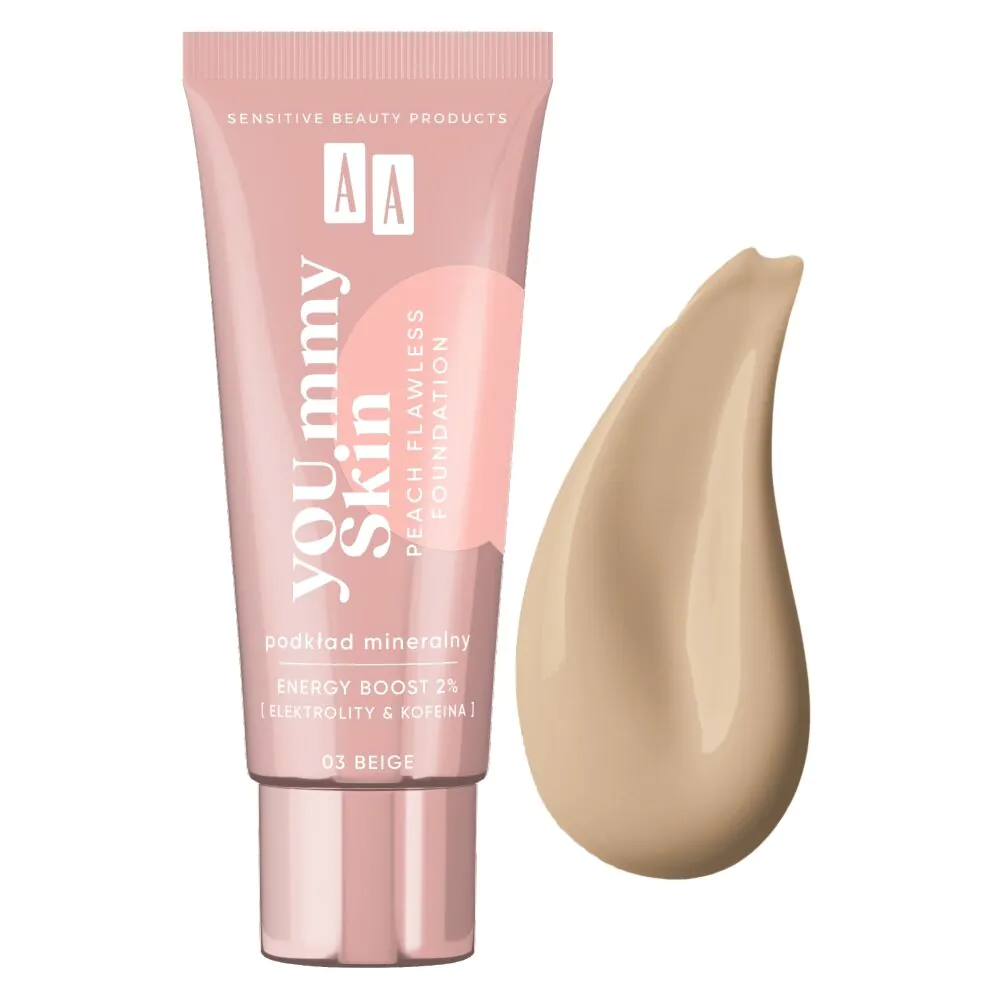 AA YOUmmy Skin Peach Flawless Radiance Mineral Foundation, 03 Beige