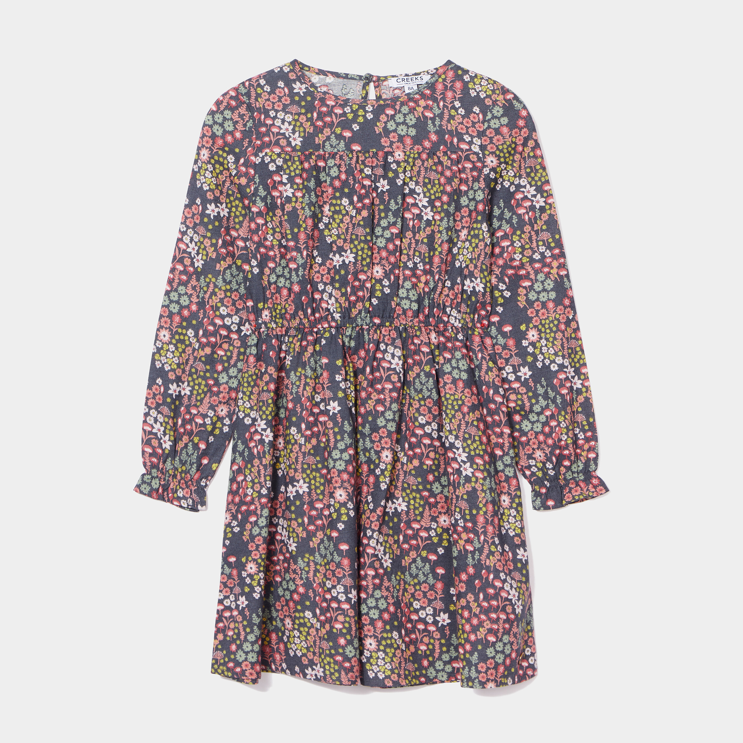 Robe trapèze coton Creeks gris foncé fille | La Halle