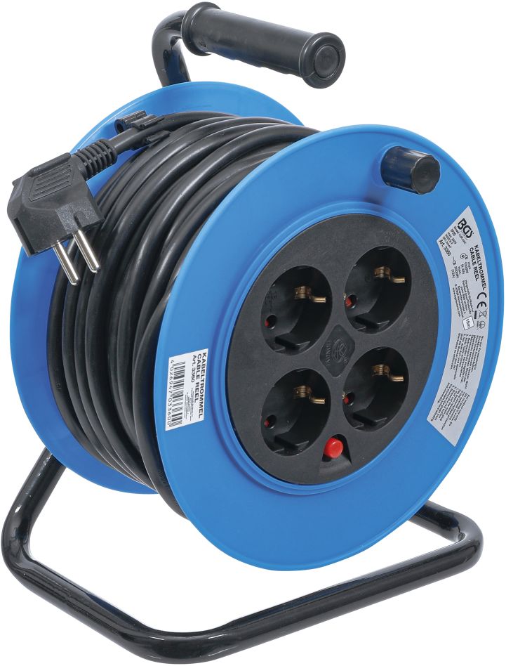 Enrouleur de câble BGS 3360, 15 m, 3 x 1,5 mm², 4 prises, IP 20, 3000 W