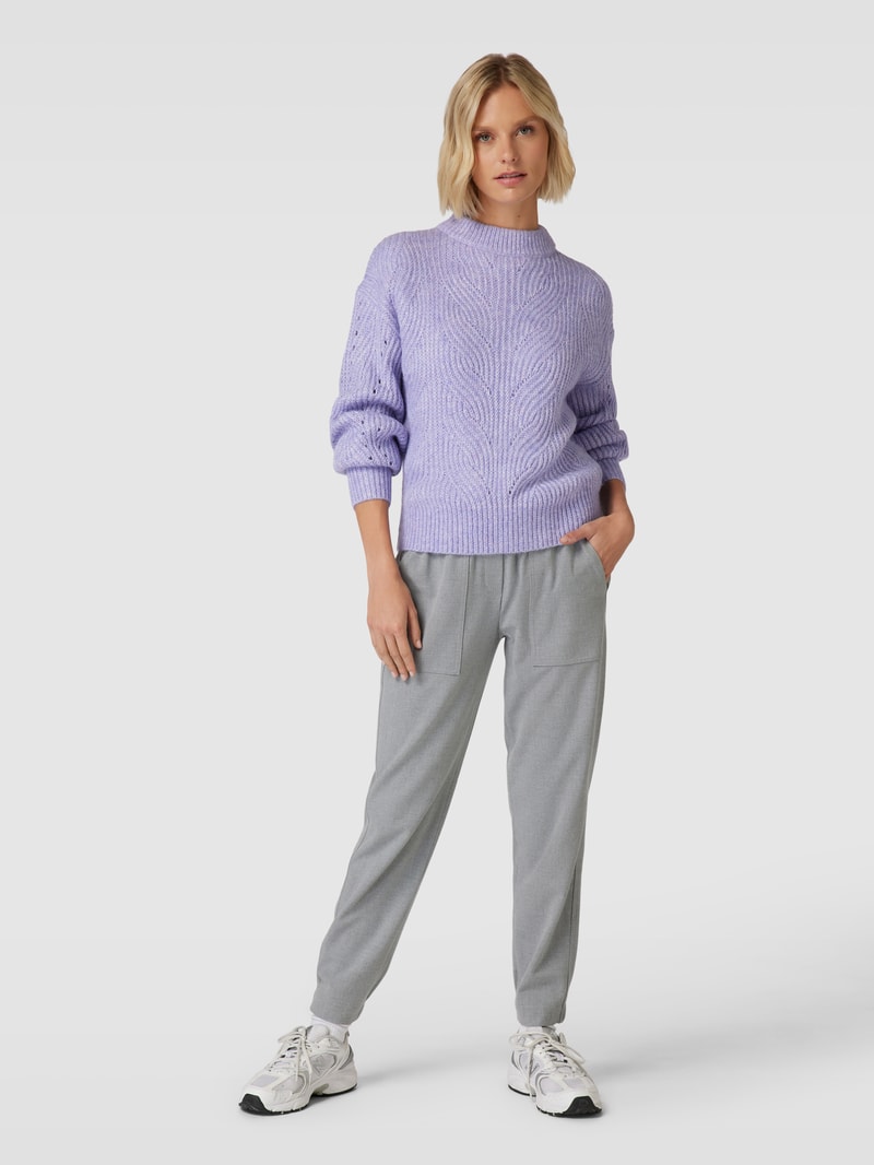 Strickpullover mit Zopfmuster Modell 'Pojama' in flieder