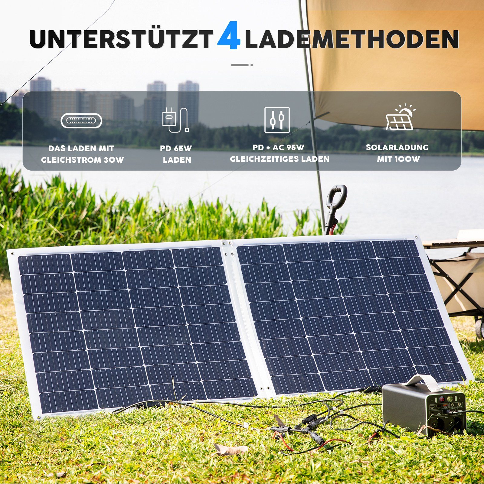 oyajia Stromerzeuger Tragbare Kraftwerk, LiFePO4-Batterie 300Wh/81000mAh 18V Powerstation, 0,30 in kW, mit AC (220–224 V) und DC-Ausgang, PD 65W, für Camping/Reisen/Notfall