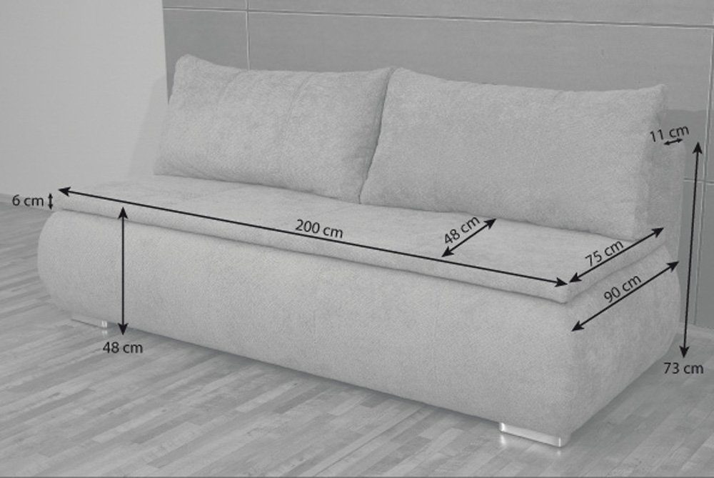 Matratzen Perfekt Schlafsofa Schlafsofa Vilnius, inklusive Topper (in Sitzfläche), großer Stauraum