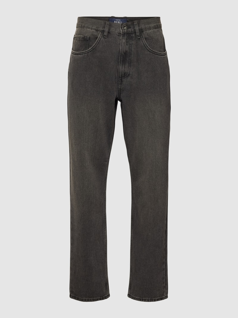 Regular Fit Jeans in unifarbenem Design Modell 'Manchester' in dunkelgrau