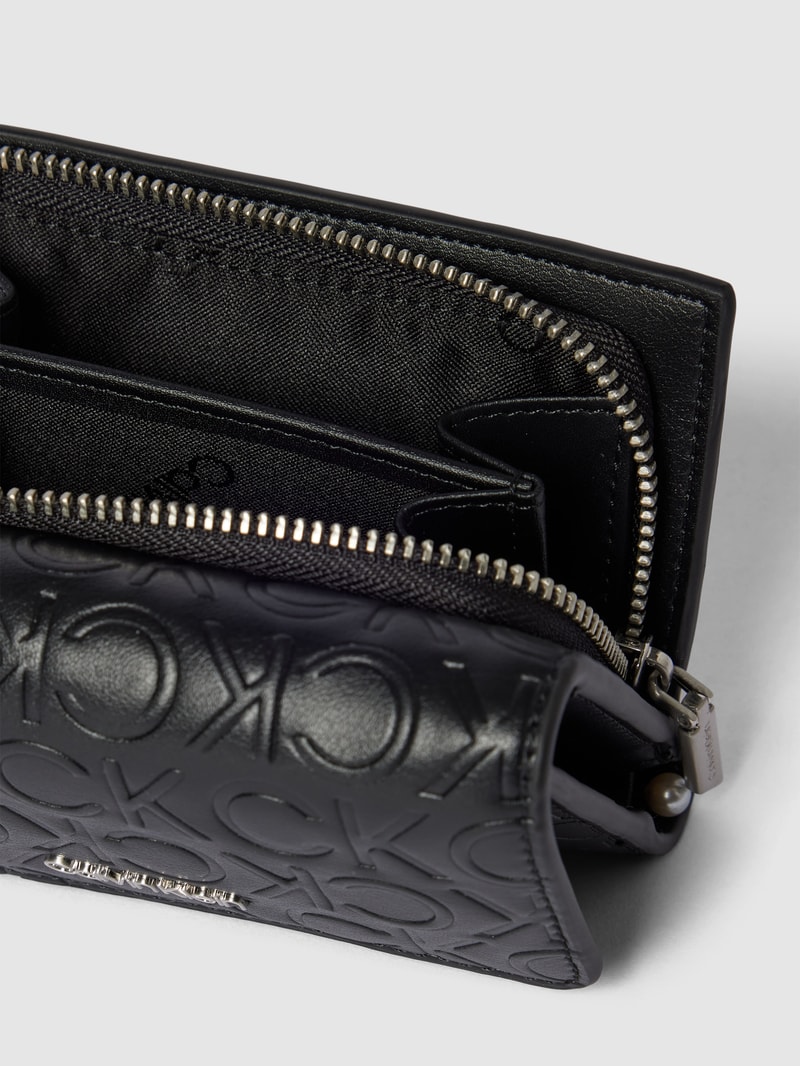 Portemonnaie mit Allover-Logo Modell 'MUST' in schwarz