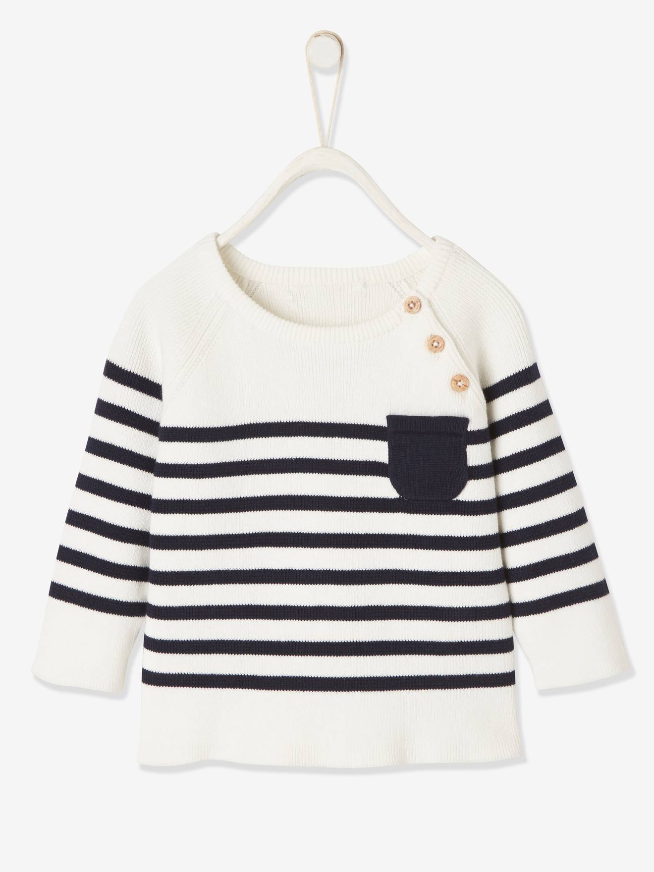 Pull marinière bébé caramel rayé