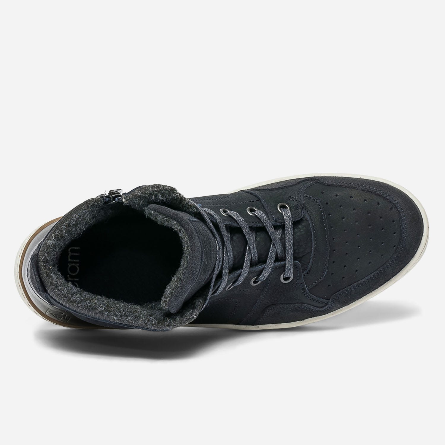 Basket bleu marine en cuir fourré