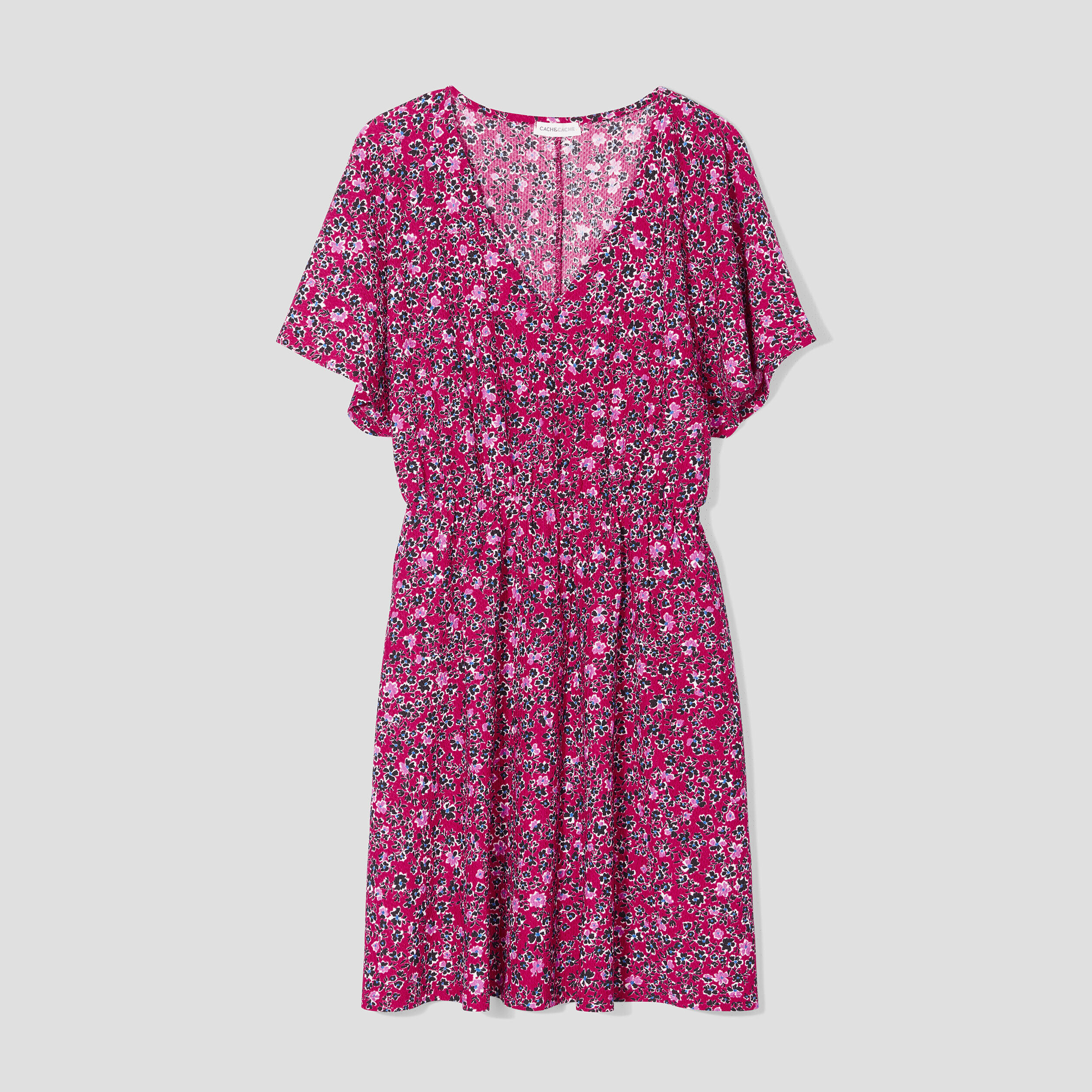 Robe évasée col en V rouge femme | Cache Cache