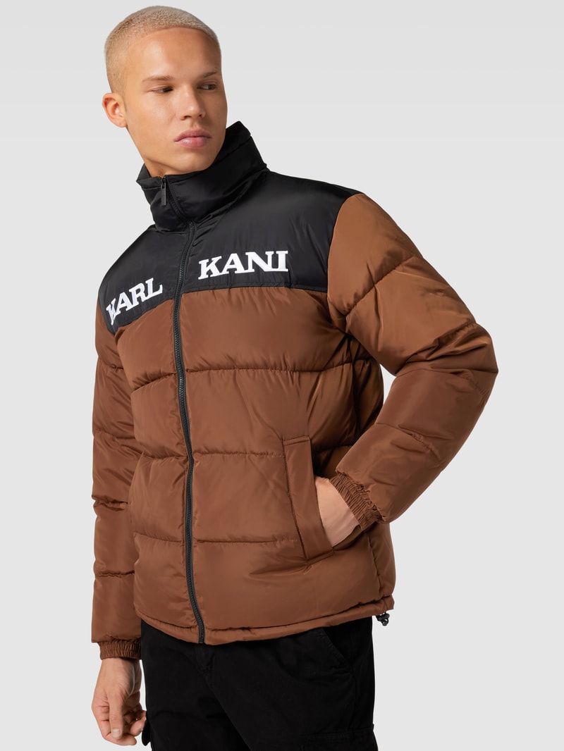 Steppjacke mit Label-Stitching Modell 'Retro Essential' in schokobraun