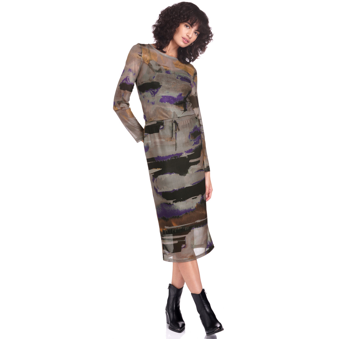Damen Langarmshirt in semitransparenter Optik