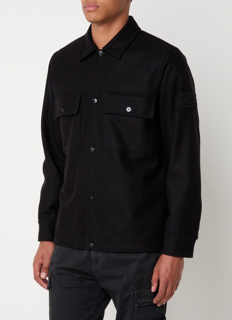 Μπλούζα Stone Island 120F4 Ghost από μείγμα παρθένου μαλλιού σε κανονική γραμμή με τσέπες στο στήθος
