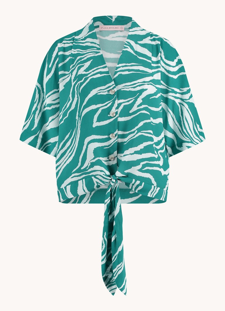 Studio Anneloes Mette blouse with animal print and bow detail