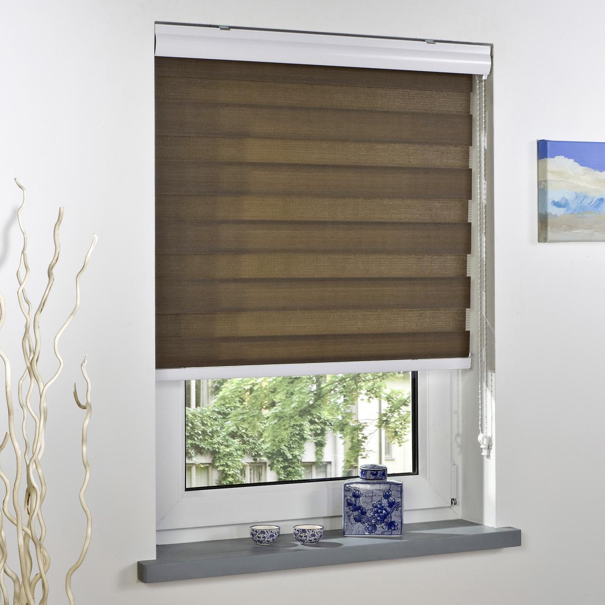 Bella Casa Duo-Rollo mit Blende, Rollo, lichtdurchlässig, Sonnenschutz, 90 x 220 cm braun