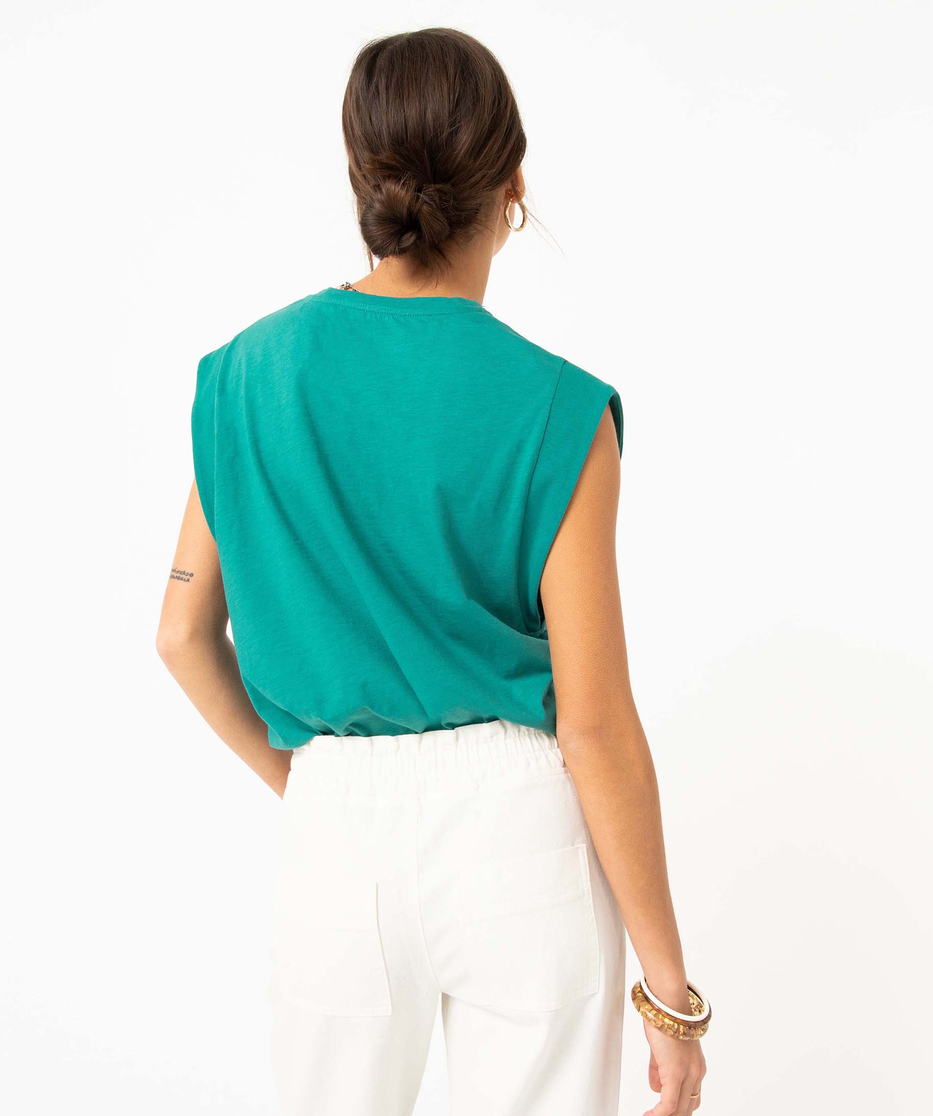 Tee-shirt femme avec larges emmanchures et motifs XXL - Camp... vert | GEMO