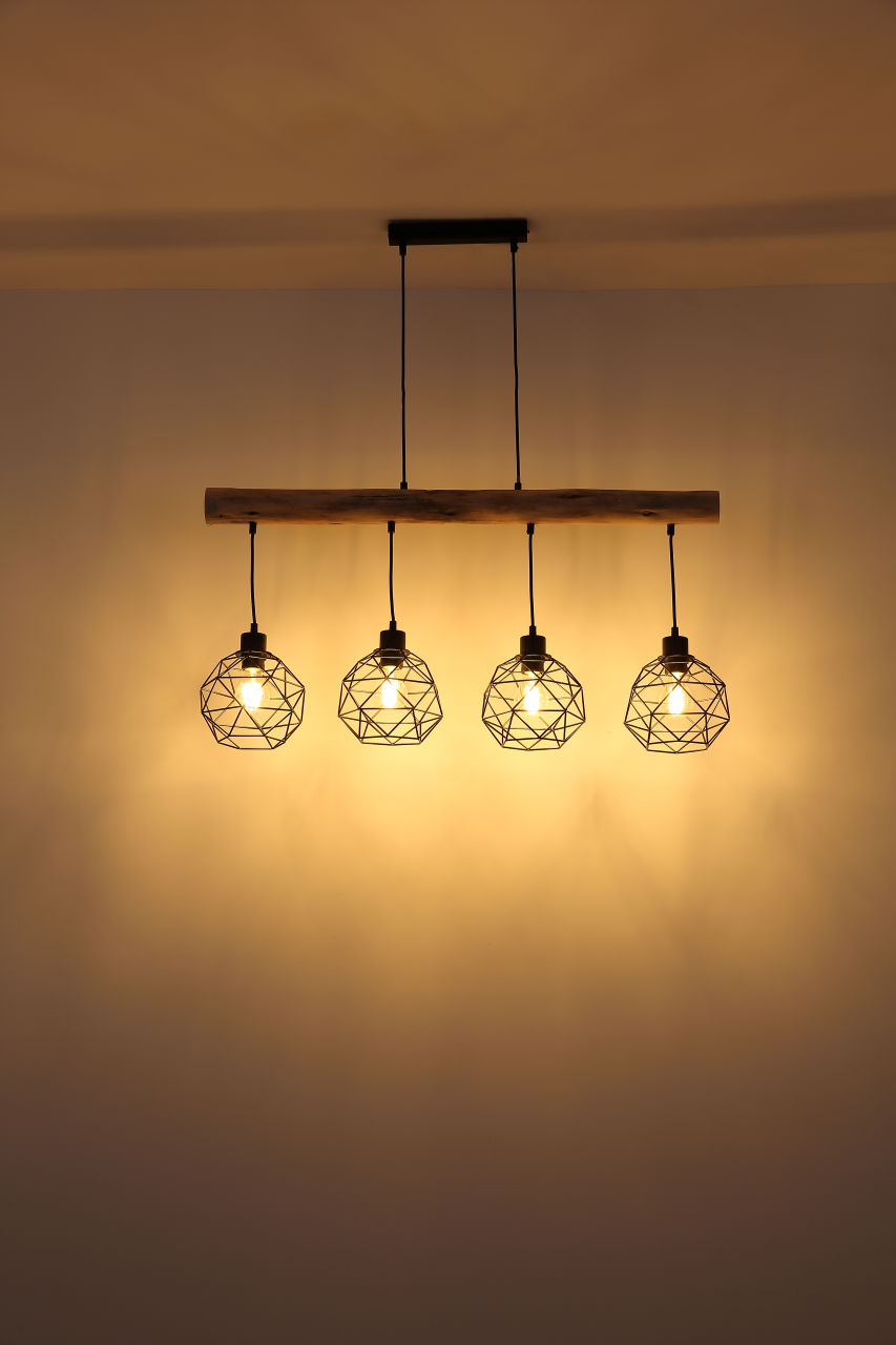 Globo Lighting - THEODOR - Hängeleuchte Metall schwarz matt, 4x E27