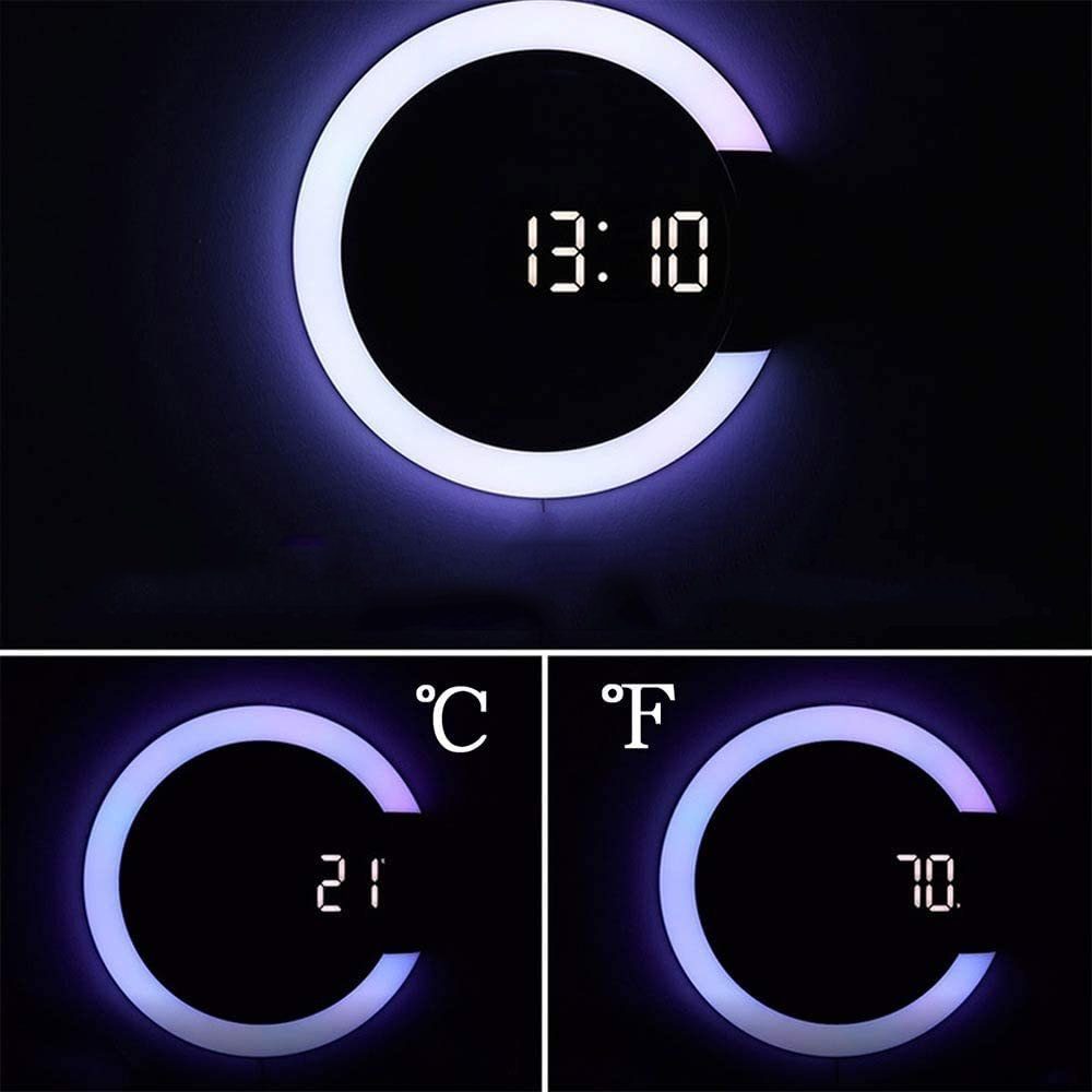 FeelGlad Wanduhr digital Uhr,Wanduhr modern,mit Fernbedienung,Dekoration Wohnzimmer (30,5 cm Durchmesser)