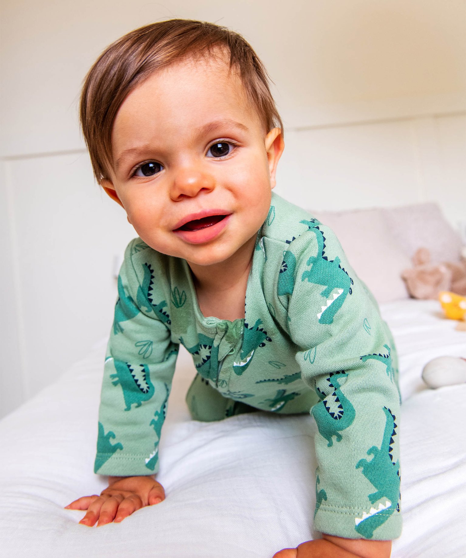 Pyjama dors-bien zippé intérieur molletonné bébé vert | GEMO