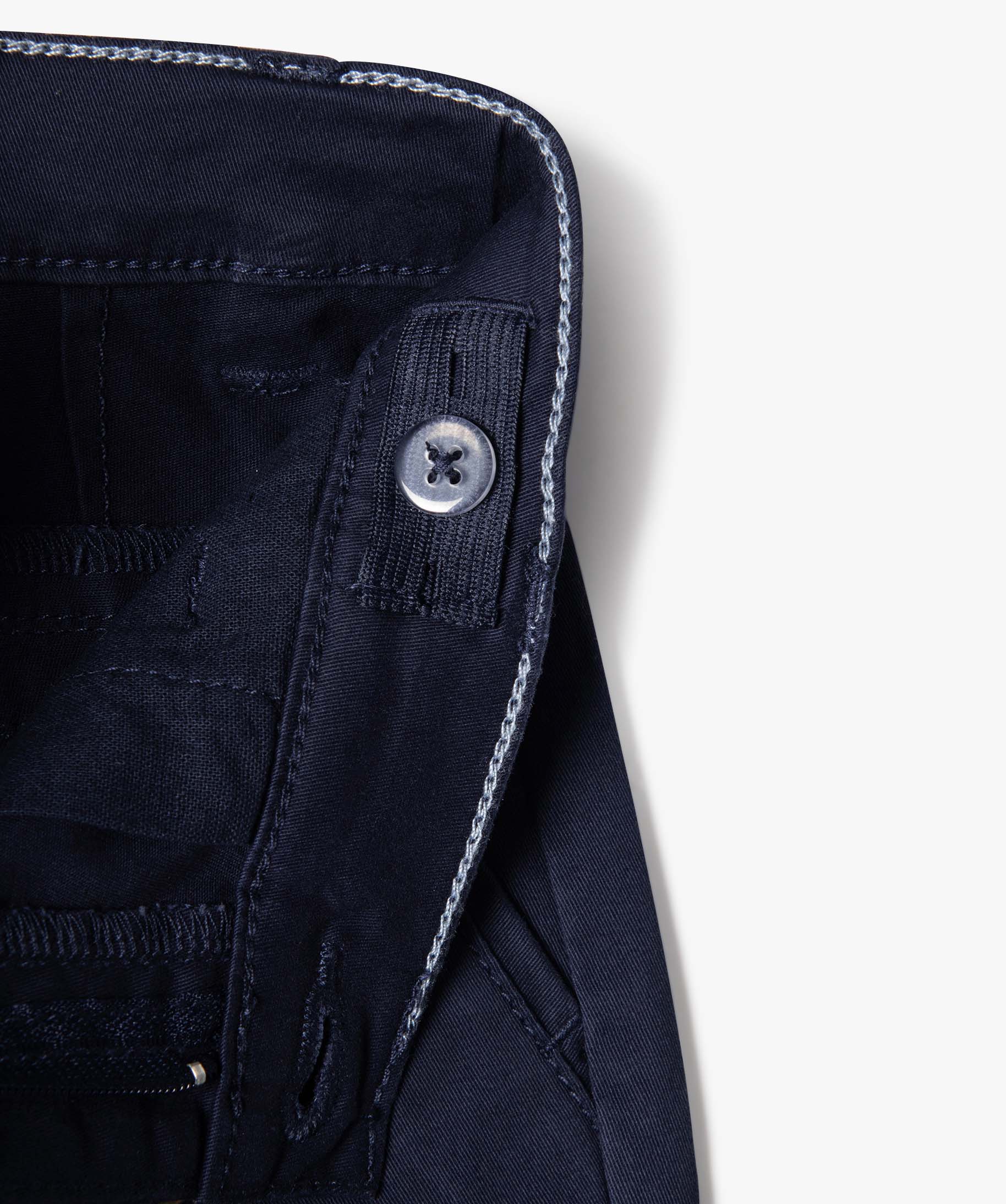 Bermuda Garçon en toile avec revers et ceinture tricolore marine | GEMO