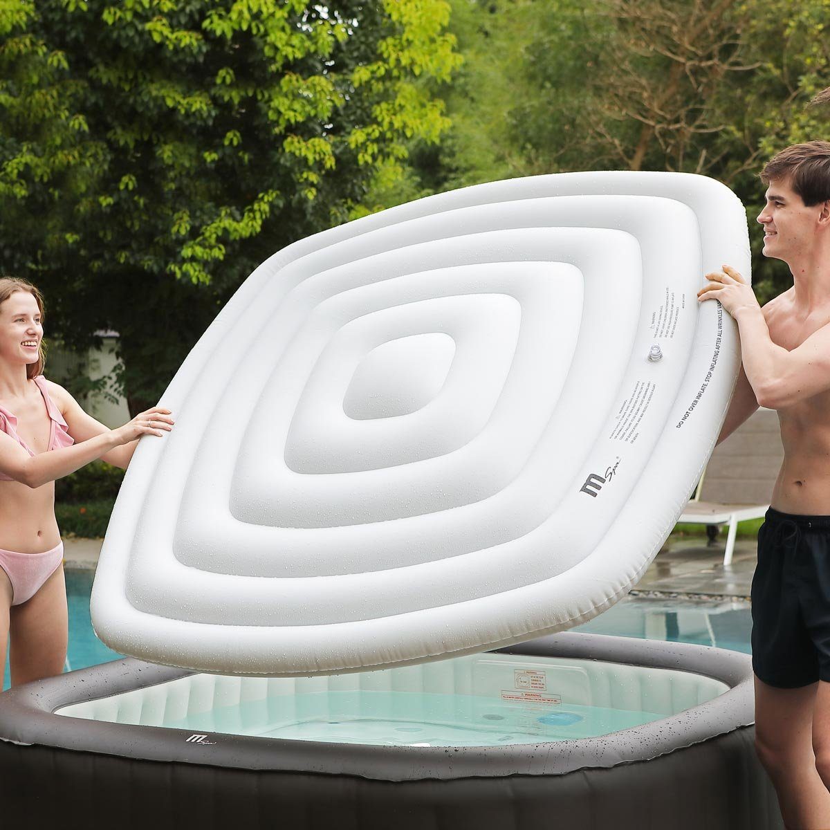 mSpa Whirlpool BRAST Whirlpool aufblasbar 'Vito' 6 Personen, (185x185x68cm, In- Outdoor Pool), inkl. Aufblasfunktion Abdeckung Timer Heizung